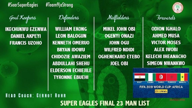 Nigeria coach names final World Cup squad