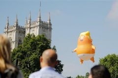Snarling orange ‘Trump baby’ blimp flies outside British parliament