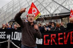 French protest French police evacuates president Macron from theater amid protests