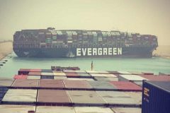 Massive cargo ship turns sideways in Suez Canal, blocking all traffic