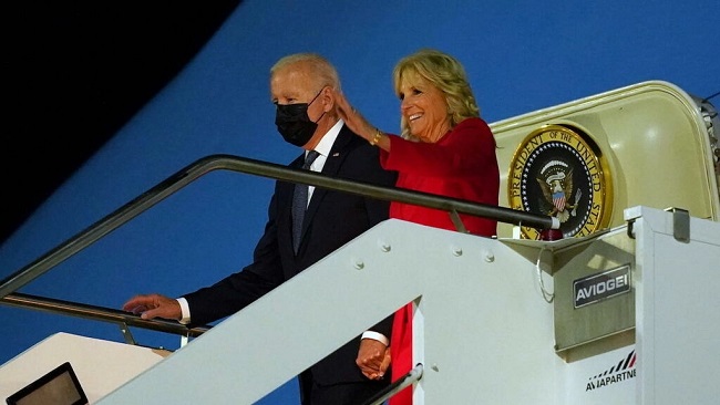 Biden lands in Rome for G20 with domestic agenda still up in the air