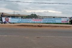 Franck Biya Posters: More than a dozen arrests after Macron visit