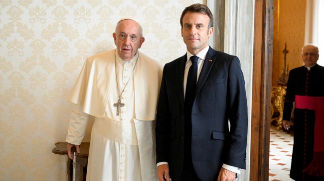French President Macron meets Pope Francis for the third time